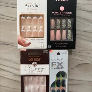 KISS Press On Nail Bundle – 4 Sets Acrylic French Masterpiece Classy imPRESS